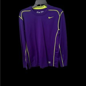 Nike Men's Purple and Yellow Long Sleeve Tee